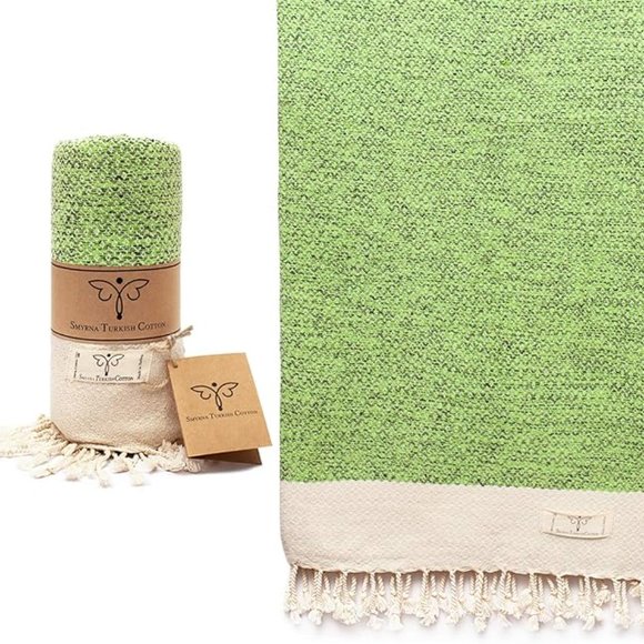 Turkish beach green towel 37x71 inch - Picture 2 of 6